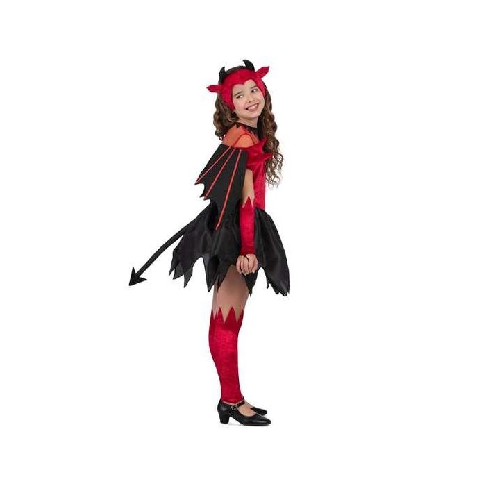 Disfraz diablesa tocado, alas, vestido con cola, guantes y calientapiernas talla 7-9 y 1 Disfraz diablesa tocado, alas, vestido con cola, guantes y calientapiernas talla 7-9 y 1