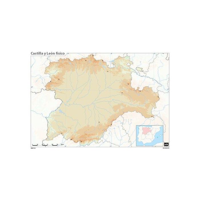 Mapa Mudo Erik Color Fisico Castilla Y Leon (Set de 50)