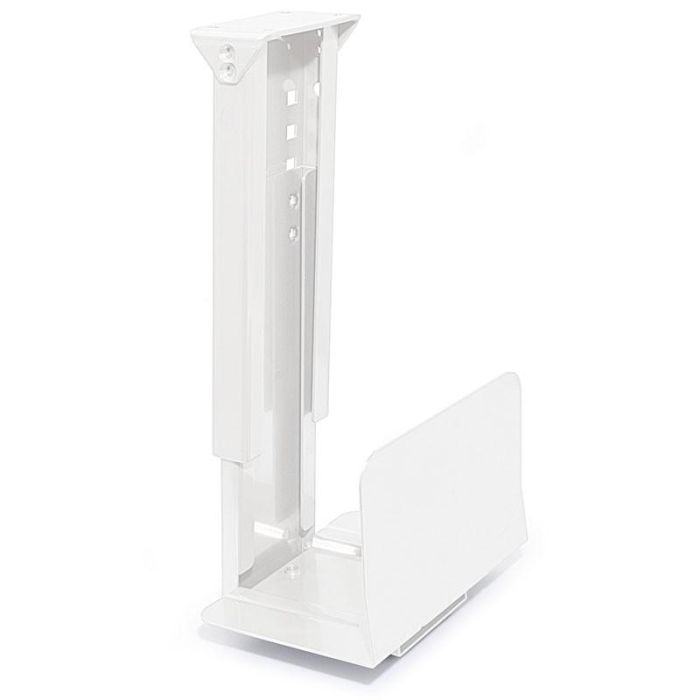 Herrajes ALK Soporte Vertical Regulable en Altura y Fondo para CPU / Torre PC de Mesa 34-54cm Acabado Blanco Metálico