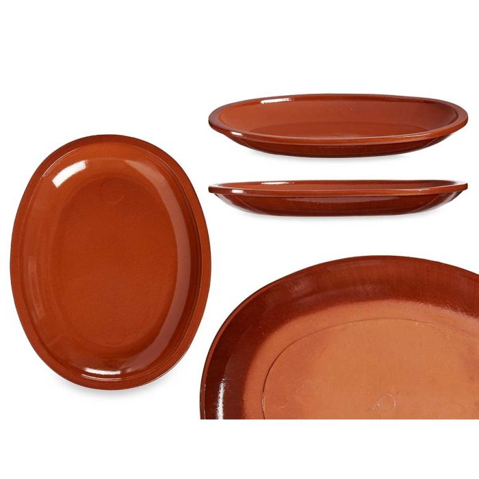 Bandeja Plana Oval La Dehesa - 31x25 cm, Barro Refractario, Color Miel (6 Unidades) Bandeja Plana Oval La Dehesa - 31x25 cm, Barro Refractario, Color Miel (6 Unidades)