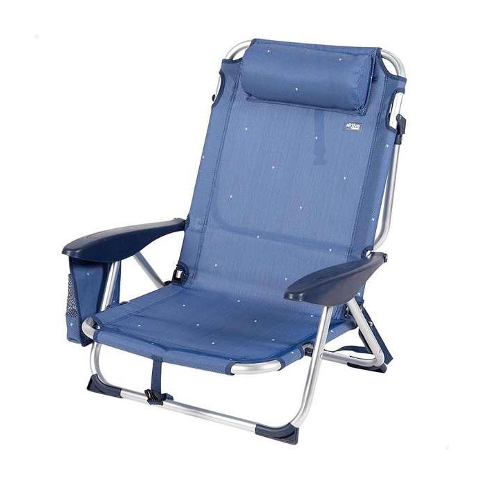 Silla playa aluminio plegable 4 posiciones 51x45x76cm con cojin,bolsillo y asa. 1 Silla playa aluminio plegable 4 posiciones 51x45x76cm con cojin,bolsillo y asa. 1