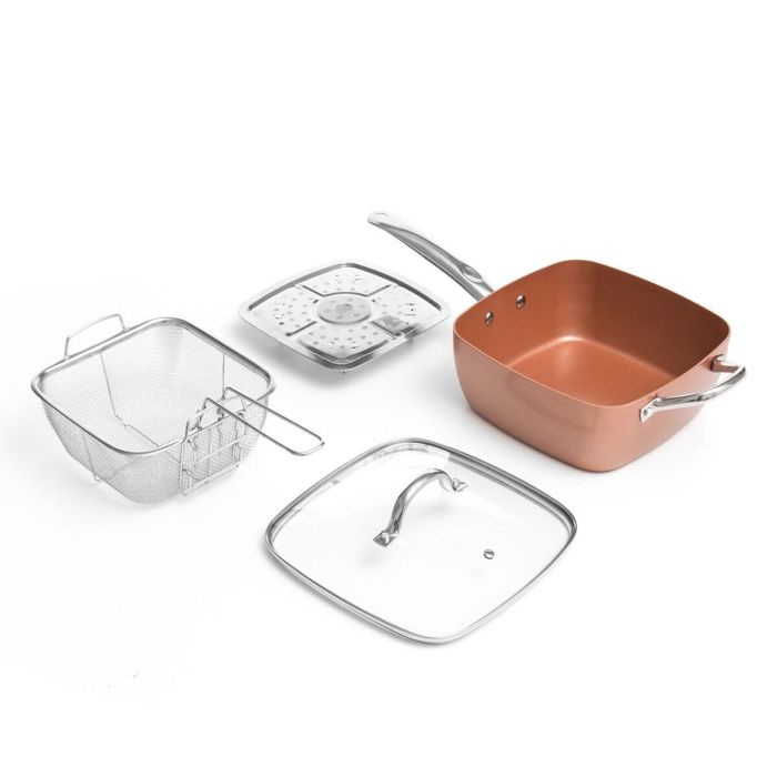 Set de Sartén Multifunción 5 en 1 Copper Coppans InnovaGoods 4 Piezas 3