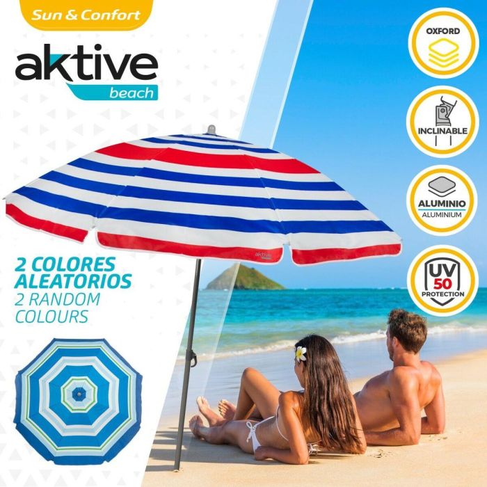 Sombrilla de playa Aktive Azul Rojo Multicolor Plateado Ø 160 cm 160 x 167 x 160 cm (12 Unidades) 5
