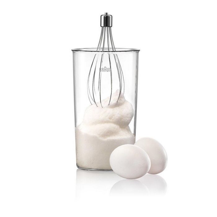 Braun Batidora de mano MQ3025WH con picadora, Blanco y Azul, Tecnología PowerBell Plus y Splash Control 1