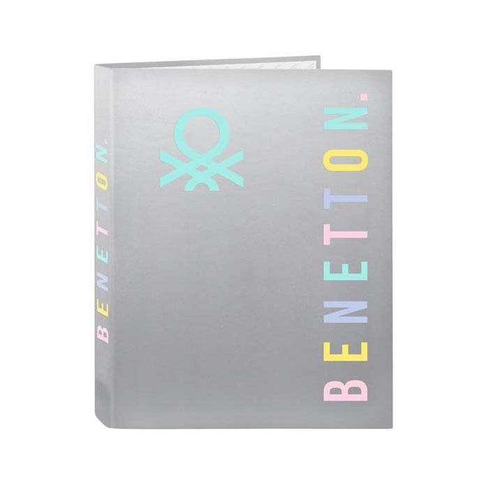 Carpeta de anillas Benetton Silver Plateado A4 26.5 x 33 x 4 cm