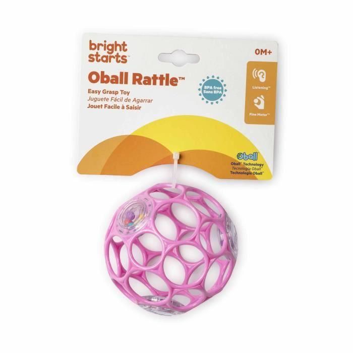 Sonajero de fácil agarre Oball BRIGHT STARS, juguete infantil sin BPA en color rosa, para recién nacidos + 3 Sonajero de fácil agarre Oball BRIGHT STARS, juguete infantil sin BPA en color rosa, para recién nacidos + 3