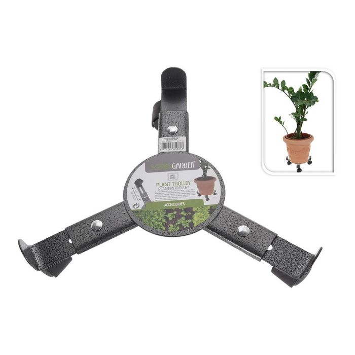 Progarden Base de 3 ruedas metálicas ajustable 22,5-30cm, carga máx. 50kg, metal gris