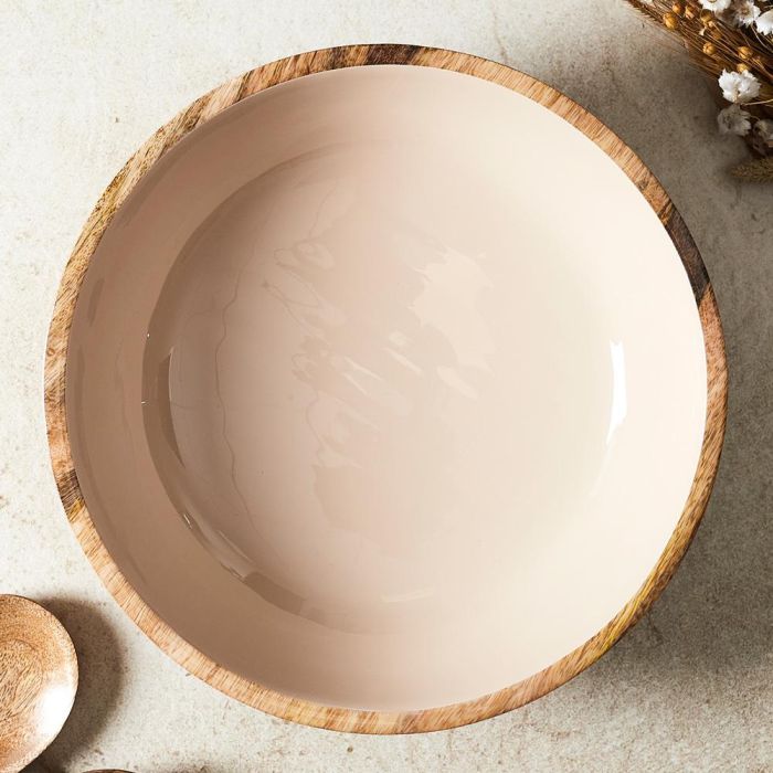 Home Deco Factory Ensaladera Dune Crema Colección Mirage de Madera de Mango Diámetro 33 cm x 7.5 cm Alto 4 Home Deco Factory Ensaladera Dune Crema Colección Mirage de Madera de Mango Diámetro 33 cm x 7.5 cm Alto 4