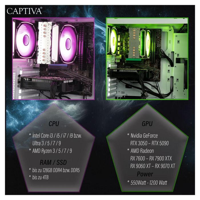 Captiva I78-346 PC Gaming Intel Core i5, 32 GB DDR4-SDRAM, 1 TB SSD, NVIDIA GeForce RTX 3060, Windows 11 Home 17