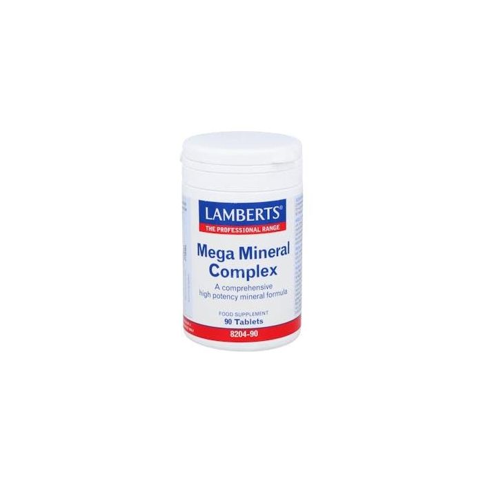 LAMBERTS Mega Mineral Complex 90 Comp. Multimineral para Vitalidad, Huesos y Sistema Nervioso, Apto Veganos