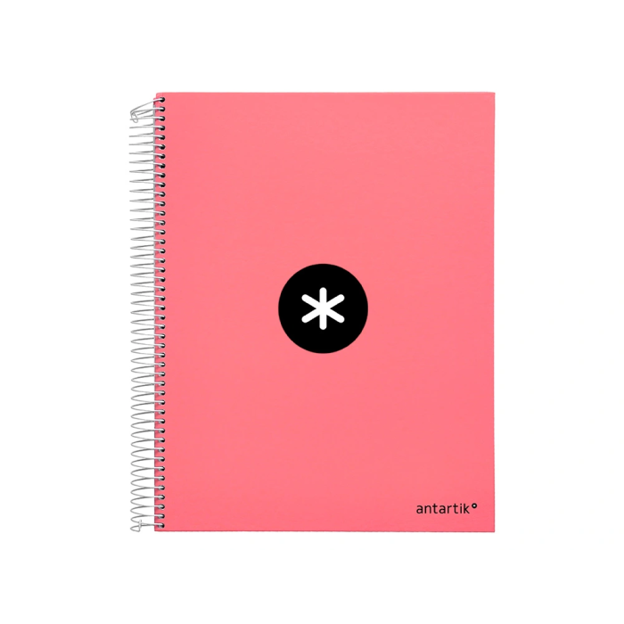 Antartik Cuaderno espiral micro A4 forrado 120 hojas 90gr liso 5 bandas color coral 1