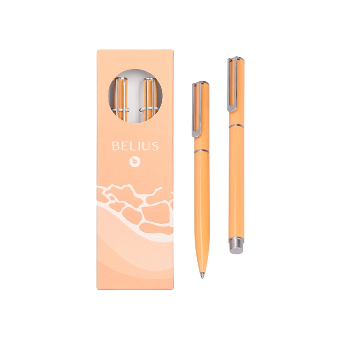 Belius Endless Summer Juego Bolígrafo y Roller Aluminio Naranja y Plateado Tinta Azul Caja Diseño 0,8 mm 3