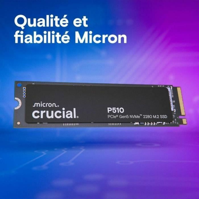 Crucial P510 SSD Interno 2TB M.2 2280 PCIe 5.0 NVMe, hasta 10.000 MB/s Lectura, para Gaming y Creación de Contenido 1