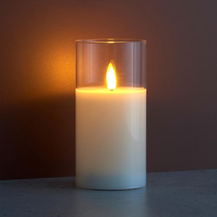 Day Vela Con Llama 3D Con Temporizador Blanca Cálida 1