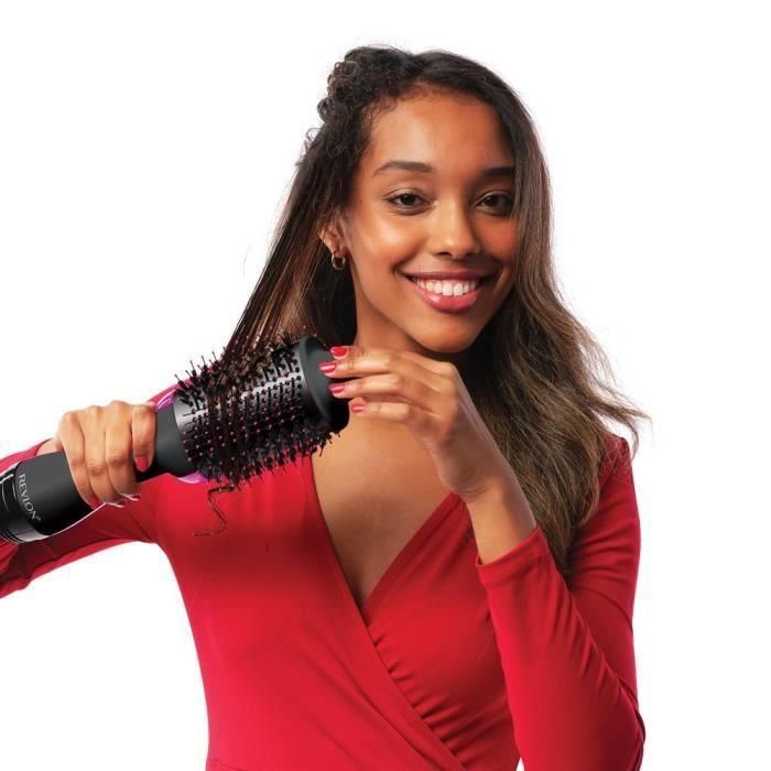 Revlon RVDR5222E Cepillo de Secado y Voluminizador 2 en 1 Iónico Cerámico, diseño ovalado para menos daño, 3 calores, Negro/Rosa 4