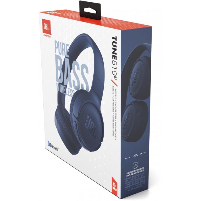 JBL Tune 510BT Auriculares Inalámbricos Bluetooth Diadema Azul con Micrófono, hasta 40h Batería 9