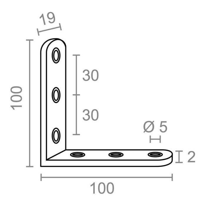 Edm Ángulo Refuerzo AN24 Acero Inoxidable 100 x 100 x 19 mm 4 Unidades 4 Edm Ángulo Refuerzo AN24 Acero Inoxidable 100 x 100 x 19 mm 4 Unidades 4