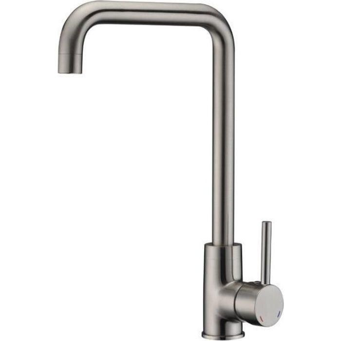 Grifo de cocina mezclador ROUSSEAU Kiloo - Sin spray - Acero inoxidable gris Grifo de cocina mezclador ROUSSEAU Kiloo - Sin spray - Acero inoxidable gris