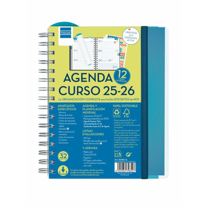 Finocam Agenda Docente Magistral Personalizable Espiral Doble 4º Svh Azul 2025-2026 Finocam Agenda Docente Magistral Personalizable Espiral Doble 4º Svh Azul 2025-2026