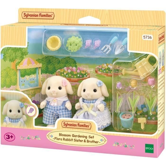 Muñeco - SYLVANIAN FAMILIES - Hermano y hermana Conejo Aries - Jardinería - Articulado - Multicolor