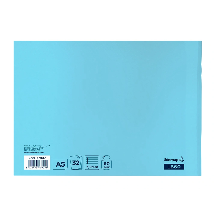 Liderpapel Libreta Smart A5 Apaisada 32 Hojas 60gr Pauta 2.5 mm con Margen 3