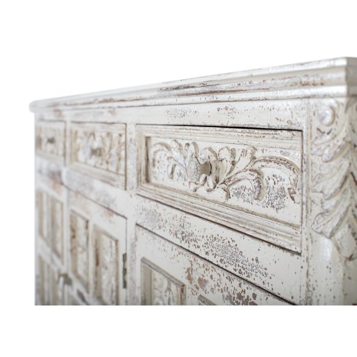 Giner y Colomer Aparador de Madera de Mango Blanco Craquelado 95x175x44 cm 4
