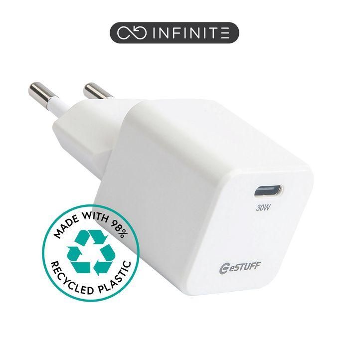 eSTUFF Cargador INFINITE USB-C PD 30W GaN Blanco - 98% Plástico Reciclado para Smartphones y Tablets 0 eSTUFF Cargador INFINITE USB-C PD 30W GaN Blanco - 98% Plástico Reciclado para Smartphones y Tablets 0