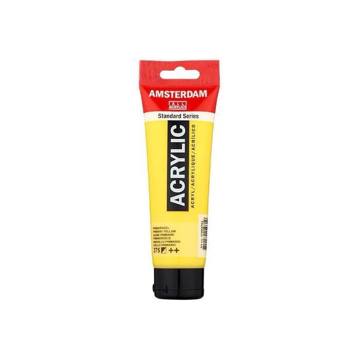 Talens Amsterdam 275 Pintura Acrílica Standard Series Amarillo Primario Tubo 120 mL semiopaco acabado satinado resistencia a la luz muy buena