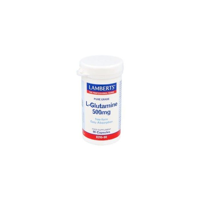 LAMBERTS L-Glutamina 500 mg 90 Cápsulas. Aminoácido esencial para mantenimiento muscular, apto vegetarianos.