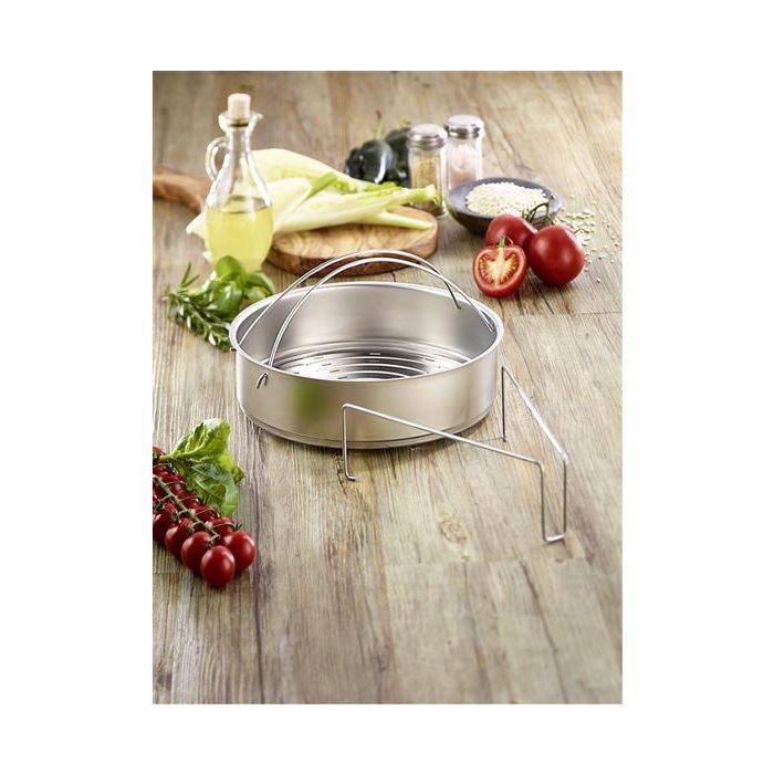 Fissler 61030000800/0 Cestillo Perforado con Trípode para Ollas a Presión Vitaquick y Vitavit 22cm, Acero Inoxidable 18/10, Apto Lavavajillas 1