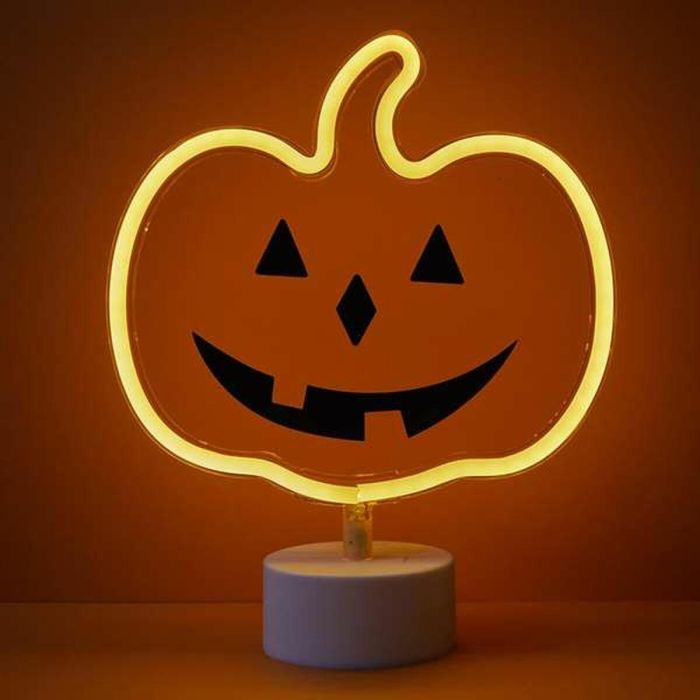 Calabaza con soporte y luz neon 26,5x22,8 cm 1