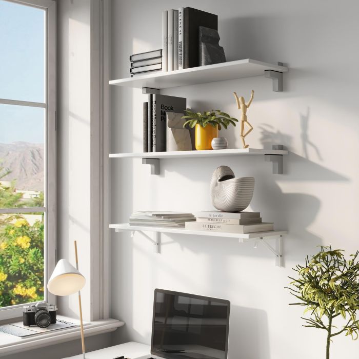 Emuca Juego de soportes plegables para estante, longitud 403mm, Acero, Pintado blanco 4