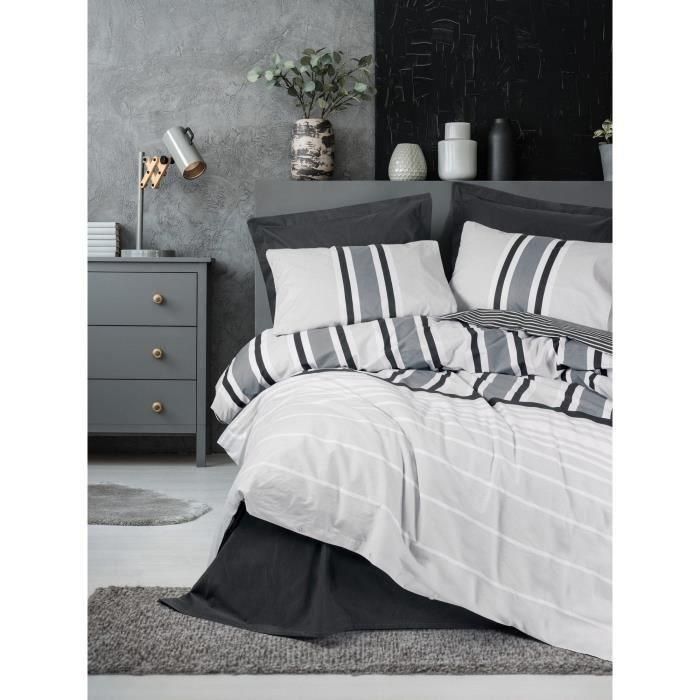 ASI8684283035953 - Juego de Cama 1 Funda Nórdica 220x240 cm y 2 Fundas Almohada 60x60 cm 100% Algodón Antracita ASI8684283035953 - Juego de Cama 1 Funda Nórdica 220x240 cm y 2 Fundas Almohada 60x60 cm 100% Algodón Antracita