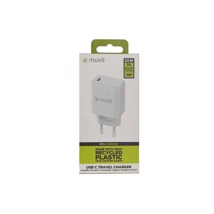 Cargador de Pared Muvit For Change MCACC0038/ 1xUSB Tipo-C/ 25W 2