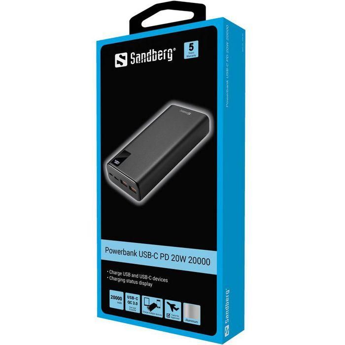 Sandberg Powerbank USB-C PD 20W 20000 1 Sandberg Powerbank USB-C PD 20W 20000 1