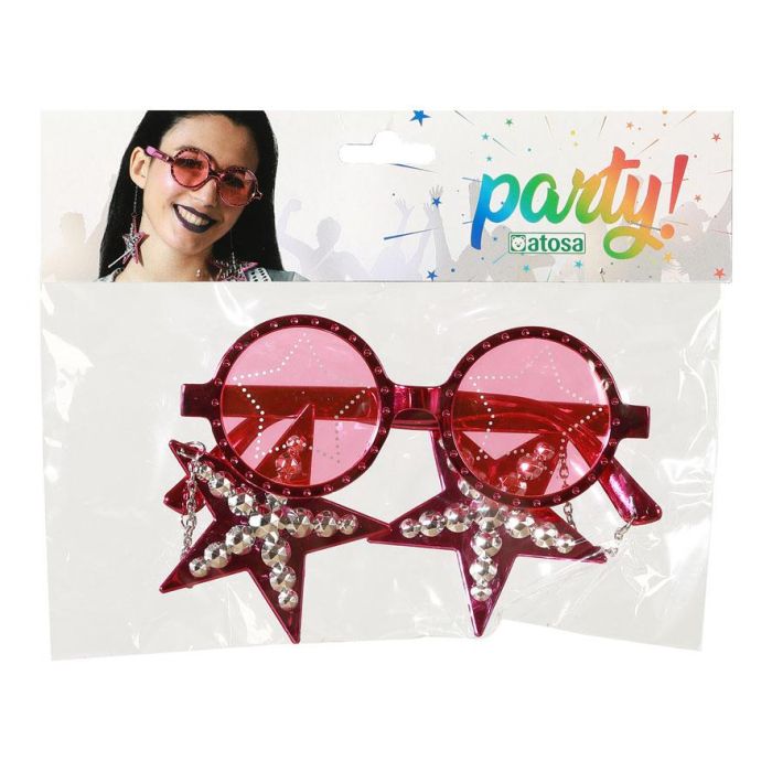 Gafas De Sol Redondas Fucsias Con Estrellas Glam Rock 1