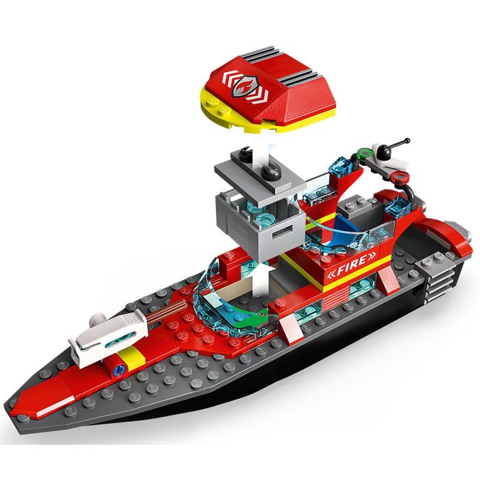LEGO 60373 Set Lancha de Rescate de Bomberos LEGO City con Barco Zodiac, 3 Minifiguras y Extintor de Agua - Juguete Niños +5 Años 3