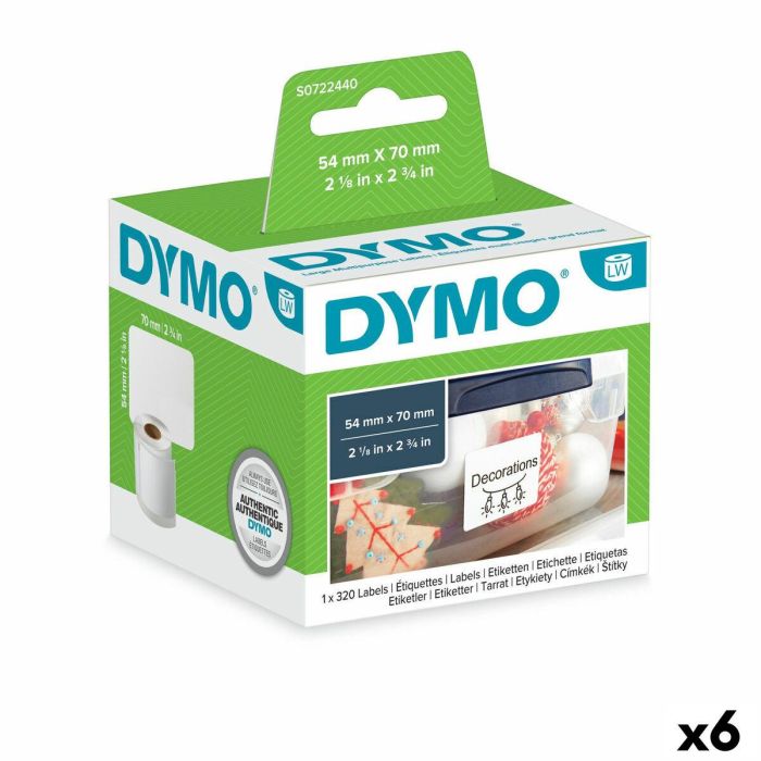 Etiquetas para Impresora Dymo S0722440 54 x 70 mm LabelWriter™ Blanco (6 Unidades) Etiquetas para Impresora Dymo S0722440 54 x 70 mm LabelWriter™ Blanco (6 Unidades)