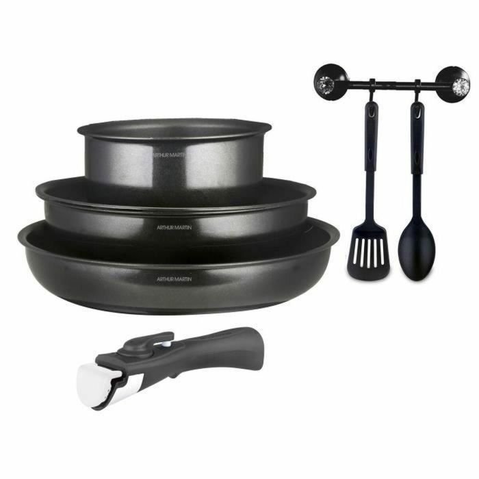 Batería de cocina - Todas las fuentes de calor, incluida la inducción - Arthur Martin - AM9582 - Aluminio - Antiadherente - 6 piezas - Mango extraíble Batería de cocina - Todas las fuentes de calor, incluida la inducción - Arthur Martin - AM9582 - Aluminio - Antiadherente - 6 piezas - Mango extraíble