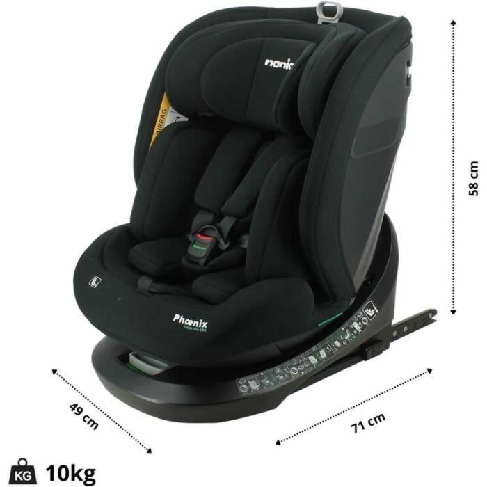 Nania NAN3760425910250 Silla de Coche Isofix PHoeNIX Grupo 0/1/2/3 I-Size Giratoria Reclinable Reductora Negra 3