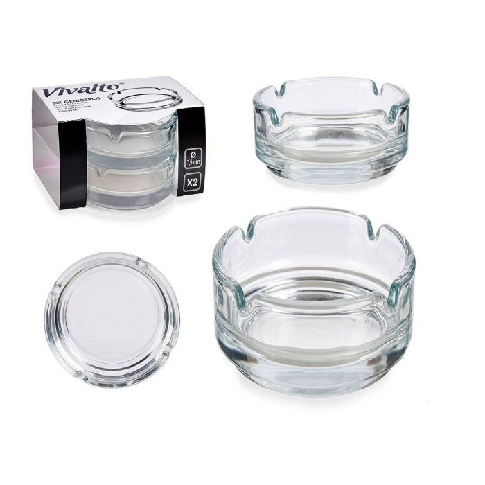 Vivalto Set de 2 Ceniceros de Vidrio, 7.5 cm, Transparente (36 Unidades) Vivalto Set de 2 Ceniceros de Vidrio, 7.5 cm, Transparente (36 Unidades)