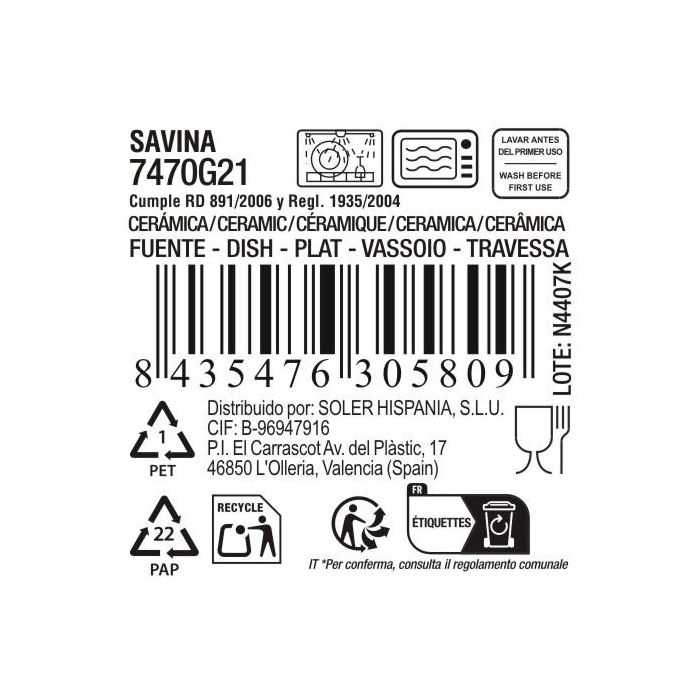 La Mediterranea Fuente Oval Savina 29.7 x 13.6 cm (12 Unidades) 3