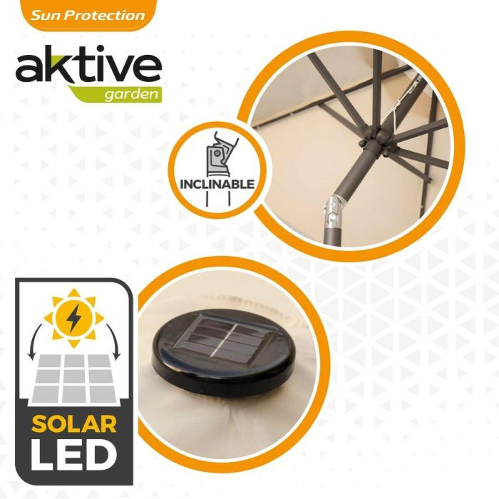 Parasol 300 cm con chimenea y luces led solares 140x15 cm 3 Parasol 300 cm con chimenea y luces led solares 140x15 cm 3