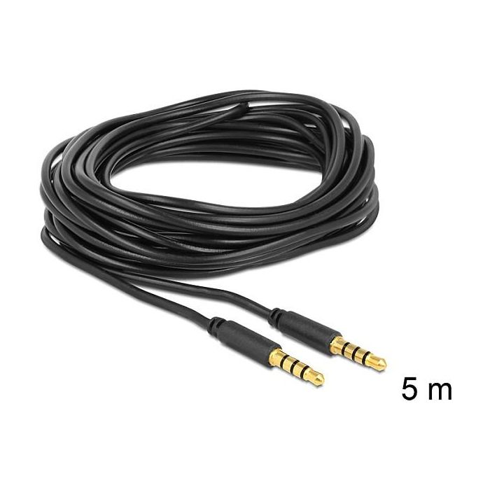 DeLOCK Cable de audio 3.5 mm macho a macho (4 polos, 5 metros, negro, ref. 83438) 1 DeLOCK Cable de audio 3.5 mm macho a macho (4 polos, 5 metros, negro, ref. 83438) 1