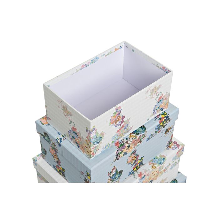 DKD Home Decor Caja de Almacenamiento Urban Cartón Colección World&flowers Azul Blanco con Flores 33.5 x 15.5 x 43.5 cm - Set de 10 2 DKD Home Decor Caja de Almacenamiento Urban Cartón Colección World&flowers Azul Blanco con Flores 33.5 x 15.5 x 43.5 cm - Set de 10 2