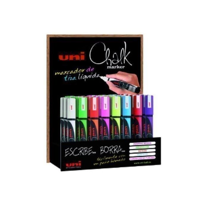 Uni-Ball Marcador De Tiza Líquida Chalk PWE-5M-3D Colores Surtidos Expositor 36 Unidades