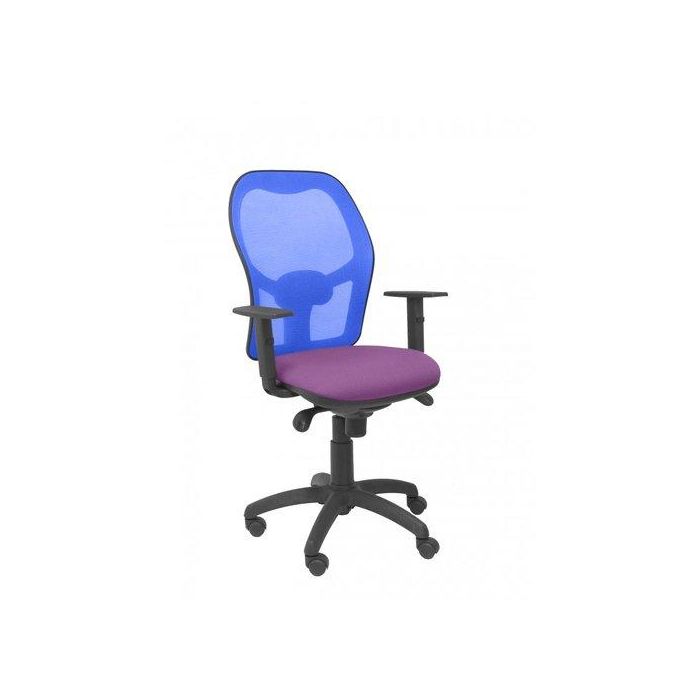 Silla Piqueras Y Crespo Jorquera Brazos Regulables Mecanismo Sincro Con Regulador De Tension Respaldo De Malla Azul Y Asiento Tapizado Bali Lila