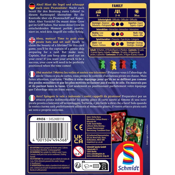 Schmidt Juego de Cartas Skull Queen 49456 - Multicolor, 2-6 Jugadores, Edad 8+