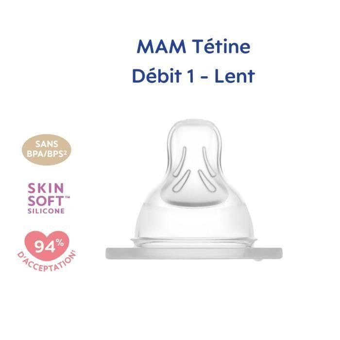 MAM Tetina Anatómica de Silicona para Biberón - Flujo Lento 1 - Imita Succión Materna - Juego de 2 Transparente 1 MAM Tetina Anatómica de Silicona para Biberón - Flujo Lento 1 - Imita Succión Materna - Juego de 2 Transparente 1
