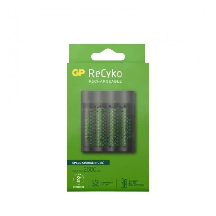 GP M451 Cargador Rápido para Pilas NiMH AA 2600mAh con 4 Baterías Incluidas 5